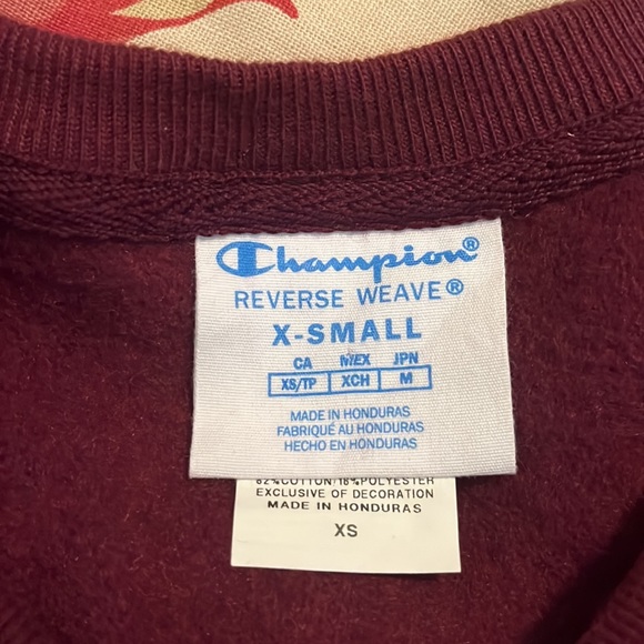 Vtg 80s CHAMPION REVERSE WEAVE Size XS  Red Wine Ribbed Collar Sleeve Logo NEW - Picture 9 of 16